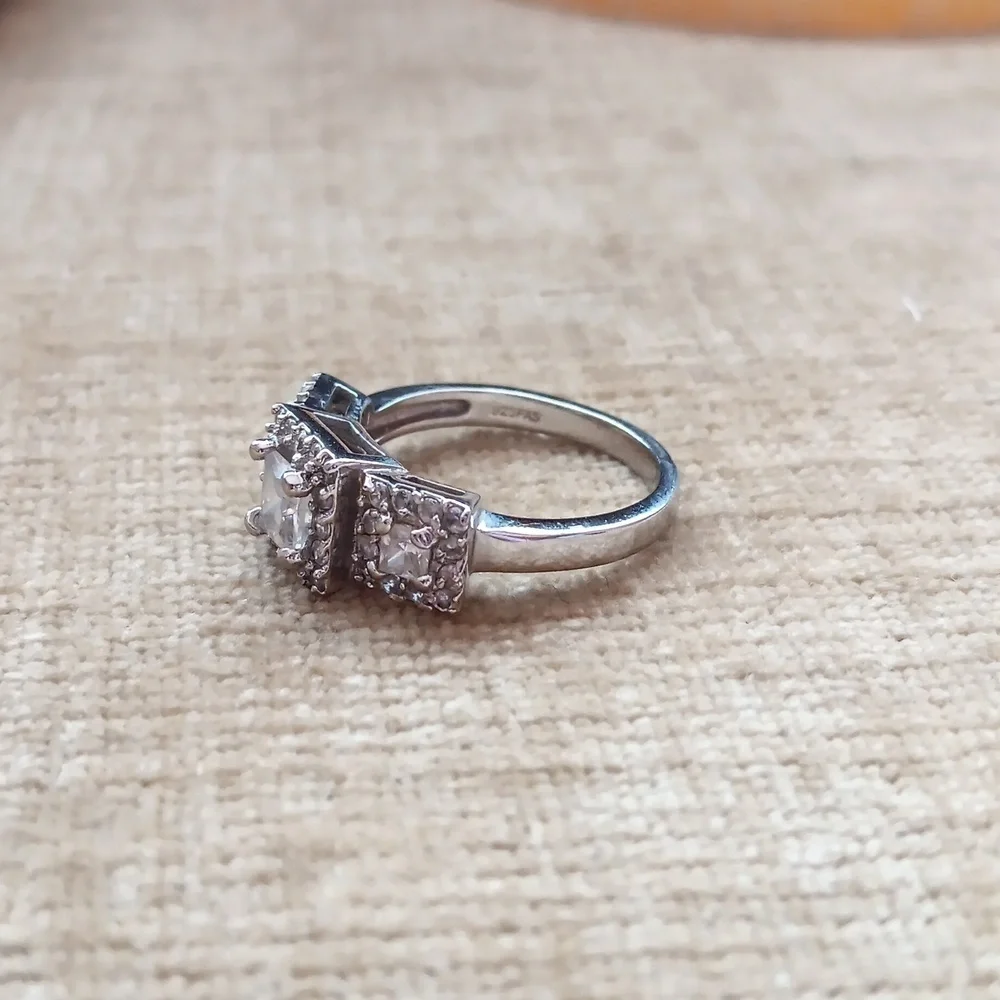 Silver Synthetic Crystal Ring